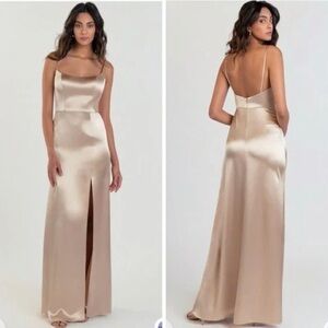 Jenny Yoo Chase Bridesmaid Dress Maxi Slip Dress Pale Gold